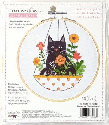 Dimensions 72-76916 Cat Planter Embroidery Needlepoint Kit for Beginners - Image 1 of 4