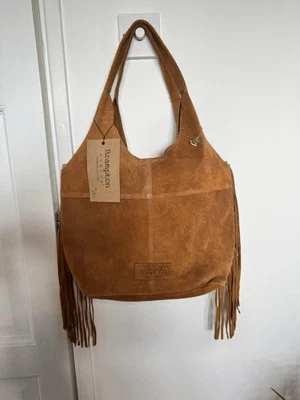 Brown Fringe Leather Shoulder Bag - Image 1 of 4