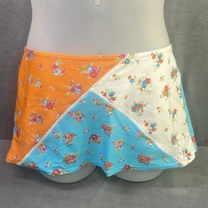 AGUA DOCE Brazilian Skirt Coverup Size Medium Flowers Patchwork Swimwear - Picture 1 of 9