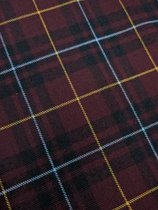Vintage Sewing Fabric Woven Plaid 2 Yards x 44" Dark Maroon Tartan Material - Picture 1 of 9