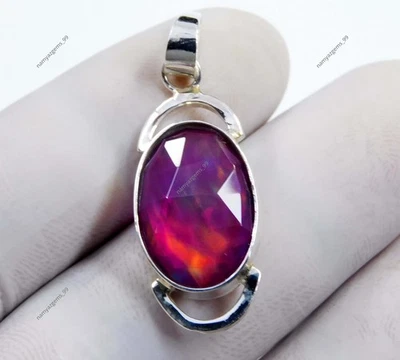 Ciondolo in argento sterling 925 21,50 ct opale di fuoco aurora bellissimo ci... - Immagine 1 di 4