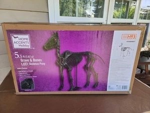 Nuovo 5,5 piedi Scheletro nero LED cavallo pony casa deposito vacanze tomba e ossa - Foto 1 di 3