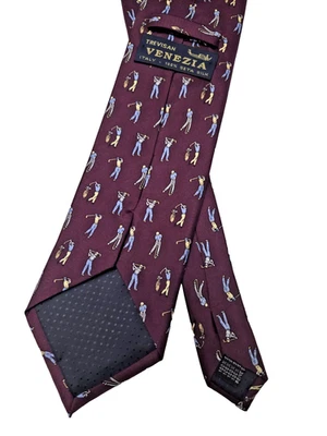 CORBATA HOMBRE TREVISAN VENEZIA ITALIA-100% SEDA SETA TALLA 60" X 3.5" GOLFISTA ESTAMPADO INTEGRAL Foto 1 de 4