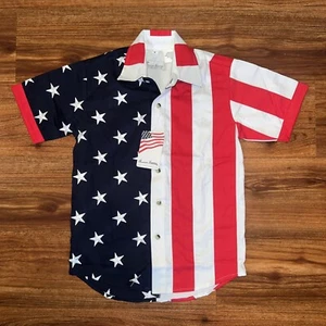 American Flag Shirt Kids Med American Summer Short Sleeve USA Patriotic July 4 - Picture 1 of 5