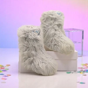 QUICKSILVER FAUX FUR YETI RAVE BOOTS EU 39 SIZE 6 Y2K 90S 00S ROXY WHITEBLUE - Picture 1 of 17