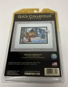 Kit de punto de cruz Dimensions Gold Petite WINTER HIDEAWAY 7"x 5" cabina en invierno - Imagen 1 de 3