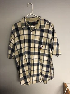 The Disney Store bestickt Mickey kariertes Freizeithemd mit Knopfleiste für Herren XL Vintage - Bild 1 von 7