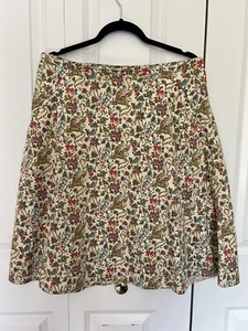 i.e relaxed Beige Blue Red Floral Skirt Side Zip Pockets A-Line Women's Size 12 - Picture 1 of 10