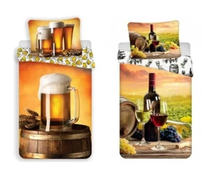 Juego de cama talla única de vino y vasos o cerveza 100% algodón adultos súper regalo - Imagen 1 de 3