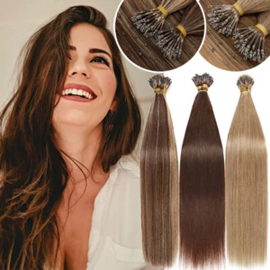 200PCS Thick Russian Remy Human Hair Extensions Nano Ring Micro Loop Bead Blonde - Picture 1 of 43