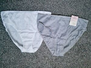 Oeko-Tex Skin2Skin Womens Grey/White Basic Underwear Knickers 100% Cotton 2x L