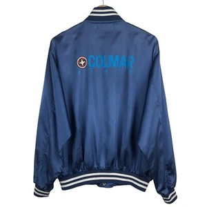 Vintage Colmar Italy Spell Out Big Logo Baseball Style Blue Button Jacket Fit M - Picture 1 of 10