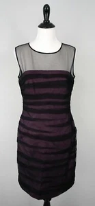 JS COLLECTIONS Purple Black Sheer Top Formal Party Sheath Pencil Dress Size 12 - Picture 1 of 5