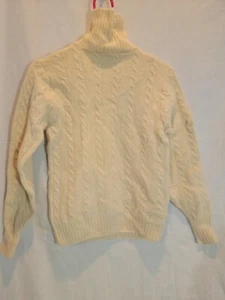 Vintage Country Squire Jantzen Turtleneck Sweater Cream 100% Wool Cable Knit M - Picture 1 of 7