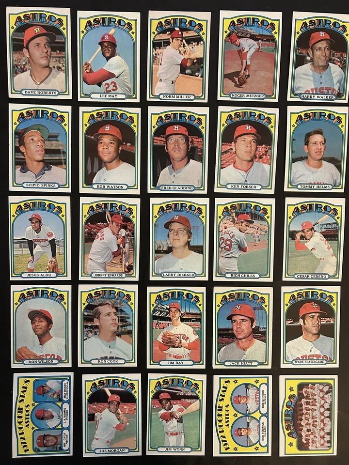 1972 Topps HOUSTON ASTROS Team Lot 25 JOE MORGAN Dierker FORSCH Watson CEDENO - Image 1 of 1