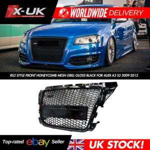 RS3 Style Front Waben Gitter Grill Glanz Schwarz für Audi A3 S3 2009-2012 - Bild 1 von 21