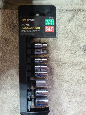 1/4" Drive Socket Set SAE Standard 3/16" to 1/2" Rail Mechanics 7 Piece 19200 - Image 1 of 2