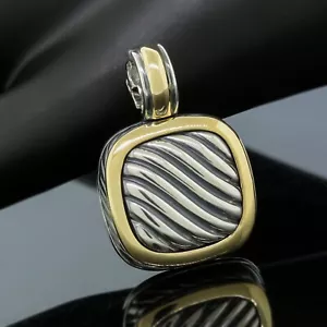 Vintage Yurman Sculpted Cable Waverly Albion Pendant Enhancer Silver/Yellow Gold - Picture 1 of 5