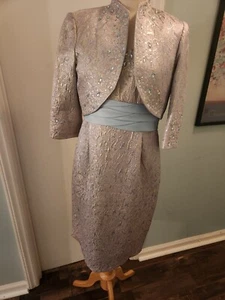 R&MRichards Cocktailanzug Hellblau Silber Größe 12P - Bild 1 von 7