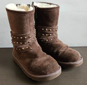UGG Women's Clovis Zipped Boots w/ Studs 3287 Brown Suede, Size 3 UK / 34 EU, GC - Picture 1 of 17
