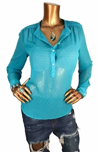 J.Crew S Top NWT Textured Dots Sheer Lite Wgt Shell Button Up Shirt Teal Blouse - Picture 1 of 10