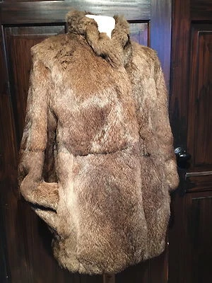 VINTAGE 1980's FRENCH RABBIT FUR SHORT CLASSIC JACKET- BUST 40"  STAND COLLAR - Image 1 of 4