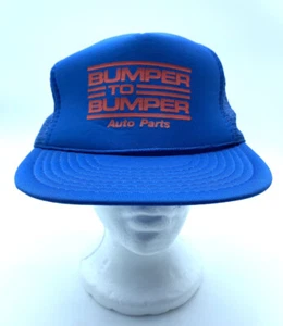 Bumper To Bumper Auto Parts Trucker Snapback Meshback Red and Blue Cap Hat EUC - Picture 1 of 10