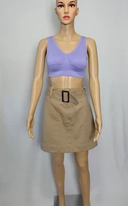 Women's Twill Skirt Above the Knee A-line Skirt Pockets Belt Size 10 - Picture 1 of 11