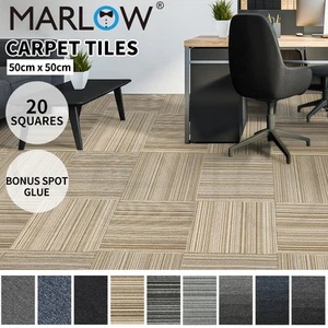 Marlow 20 Pcs Carpet Tiles 50x50cm Each Heavy Duty Commercial Office Flooring - Picture 1 of 113