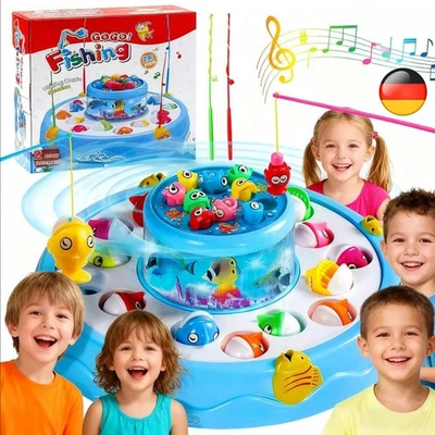 MARKENLOS Magnetisches Angelspiel Set für Kinder ab 3 Jahren - 26Fische & 4 Kinderangel