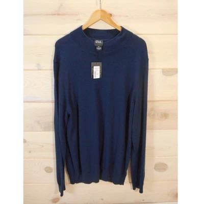 NWT Jos A Bank Men's 2XLT Sweater 100% Merino Wool Mock Neck Pullover Navy Blue - Image 1 of 4
