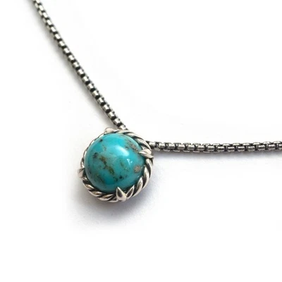 DAVID YURMAN New Ladies 8mm Petite Chatelaine Turquoise & Silver Necklace  17" - Image 1 of 4