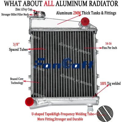 For 1961-1969 Austin Mini Mini Cooper 0.8L 1.0L 1.3L Aluminum 2 Row Radiator US - Image 1 of 4