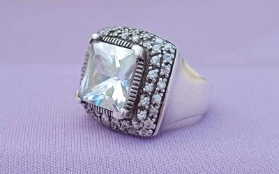 Vintage Anello Argento 925 cristalli Zirconi - Immagine 1 di 4