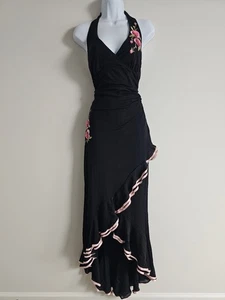 Vintage Rampage Dress Womens Medium Y2K Rosette Whimsical Ruffle Flounce Halter - Picture 1 of 10