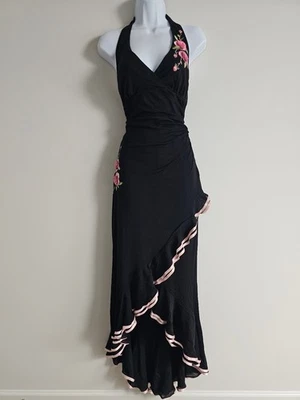 Vintage Rampage Dress Womens Medium Y2K Rosette Whimsical Ruffle Flounce Halter - Image 1 of 4