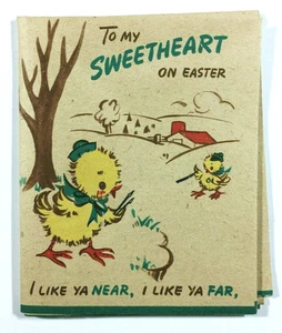 Large Hallmark Foldout Easter Greeting Card Chicks Baby Chickens Rufftex 1948 - Picture 1 of 7