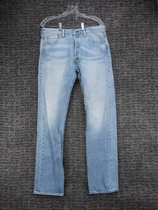 Levis 501 Jeans Herren 33x34 (Etikett 32x34) Blau Stretch Distressed Denim Button Fly - Bild 1 von 16