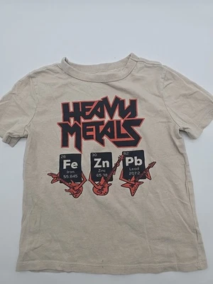 Gap Kids T-Shirt Youth Boy Small Graphic Print Beige Heavy Metals.#36503 - Image 1 of 4