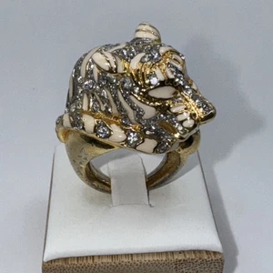 Kennth Jay Lane KJL rhinestone tiger ring adjustable 6.5 To 7.5 - Picture 1 of 9