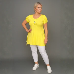 ROCKTHOSECURVES WOMENS PLUS SIZE HANKY HEM V NECK LONG TOP WITH FEATURE BUTTON - Picture 1 of 49