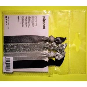 Popband Silver Gray Lace Shiny Glitter Hair Tie Accessories Head Band Pack Black - Picture 1 of 8
