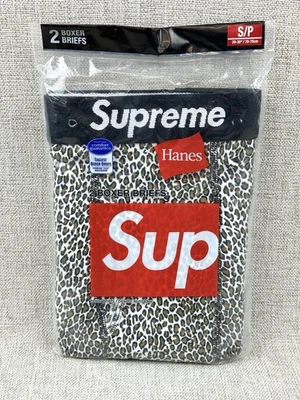 全新 正品 SS19 Supreme x Hanes 豹纹平角内裤 ~ 男式小号 2 件装 — 第 1/4 张图片