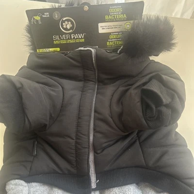 Chaqueta Abrigo de Lluvia Silver Paw Dog con Escudo Plateado Elimina Olor Grande Negra NUEVA Foto 1 de 4