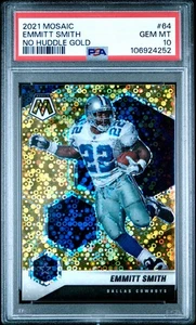 2021 PANINI MOSAIC 64 EMMITT SMITH, GOLD NO HUDDLE /10, PSA 10, SSP!!! - Picture 1 of 4