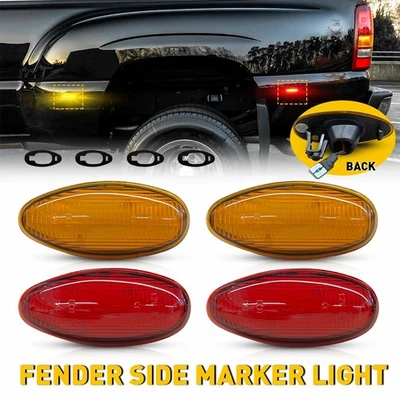 适用于 1999 - 14 GMC Sierra 2500HD 3500HD 双床 LED 侧标记琥珀色/红灯 — 第 1/4 张图片