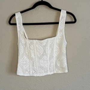 American Eagle Small White Lace Corset Top Ren Fair Soft Girl Boho Coquette - Picture 1 of 8