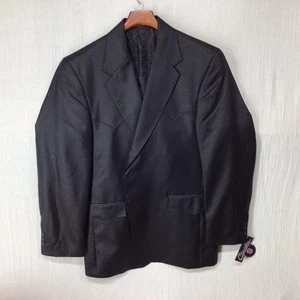 NWT Circle S Dallas TX Western Men’s 44R Plano Blazer Coat Black Cowboy Paisley - Picture 1 of 7