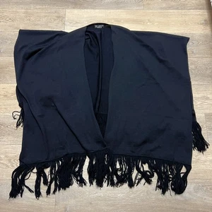 Vintage ST. John Collection Shawl Wrap Black Santana Knit Fringe Trim One Size  - Picture 1 of 6
