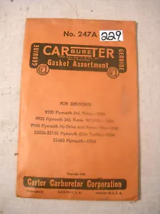 Carter Carbureter No 247 A gaskets set Plymouth 1954 Hy drive Power Flite - Bild 1 von 2